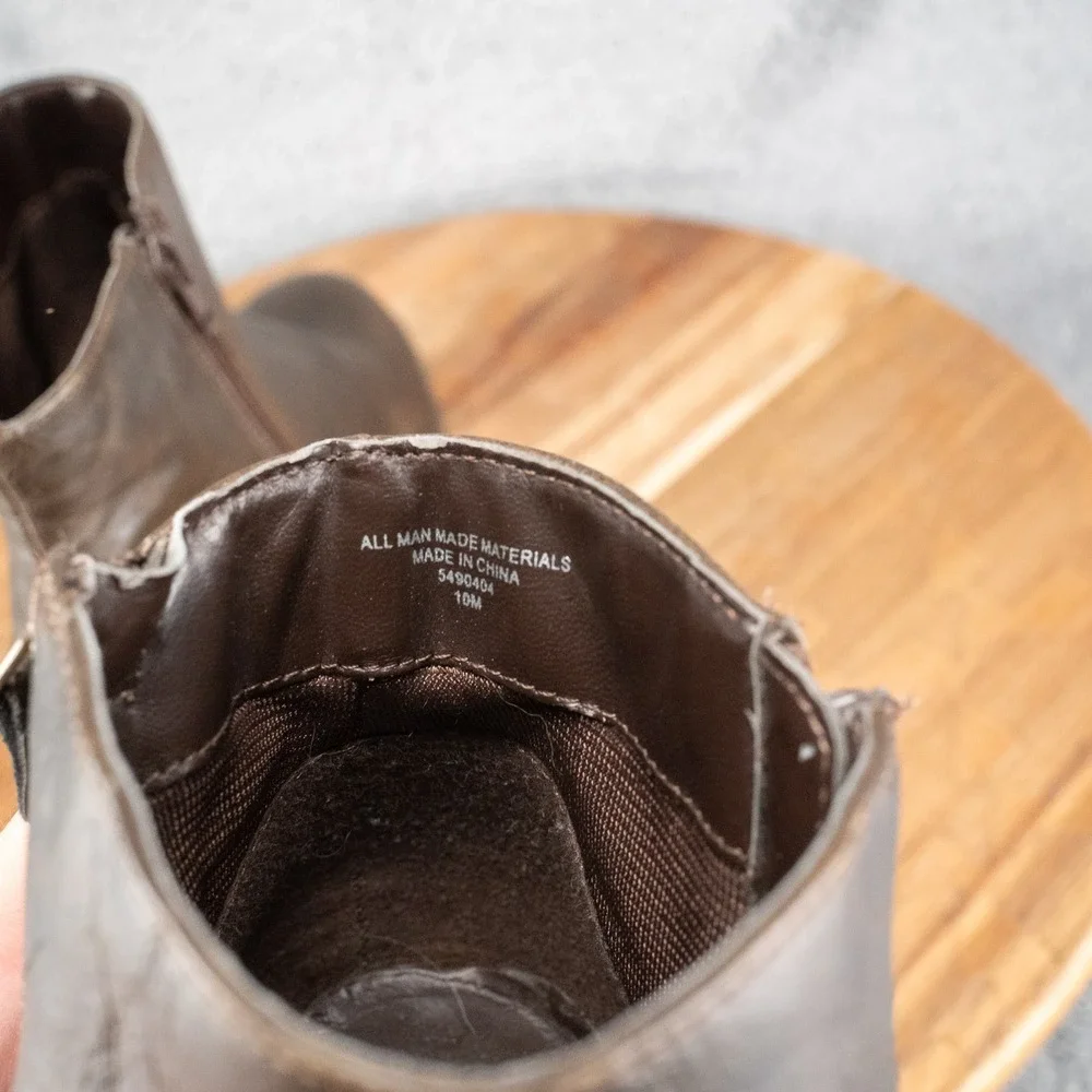 Diba‎ Booties Womens Brown Zip Casual Ankle Heel Boots Size 10 M